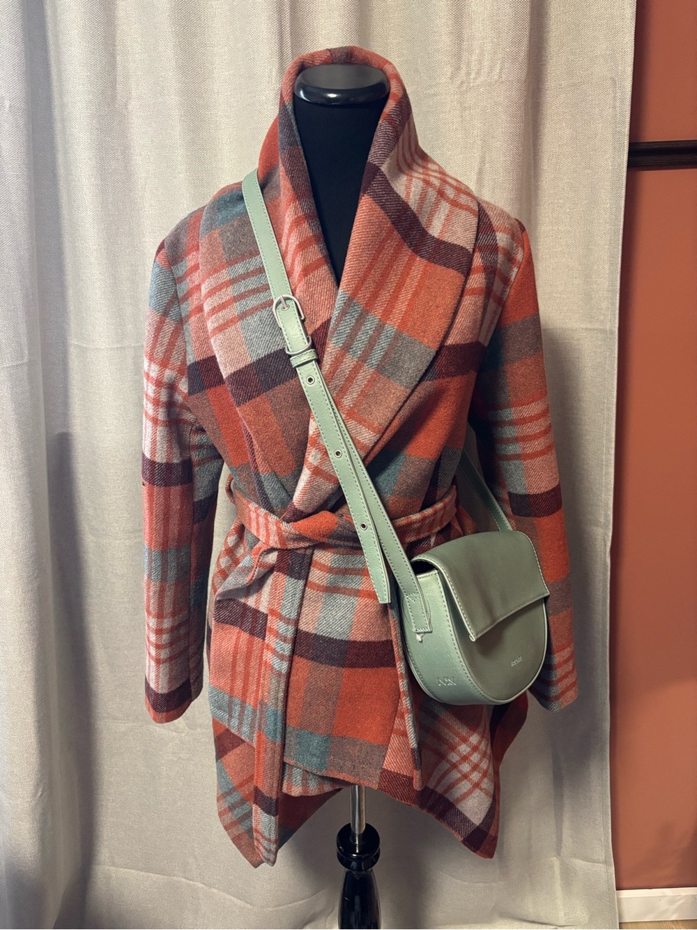 Wool Blend Wrap Coat, size small